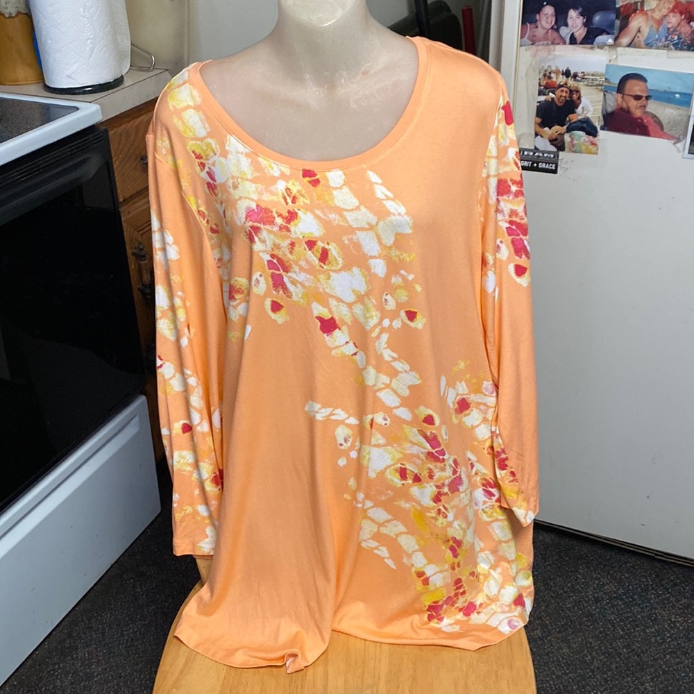 NWOT JM COLLECTION 2X SOFT COMFY CREME-CICLE TYE DYE TUNIC